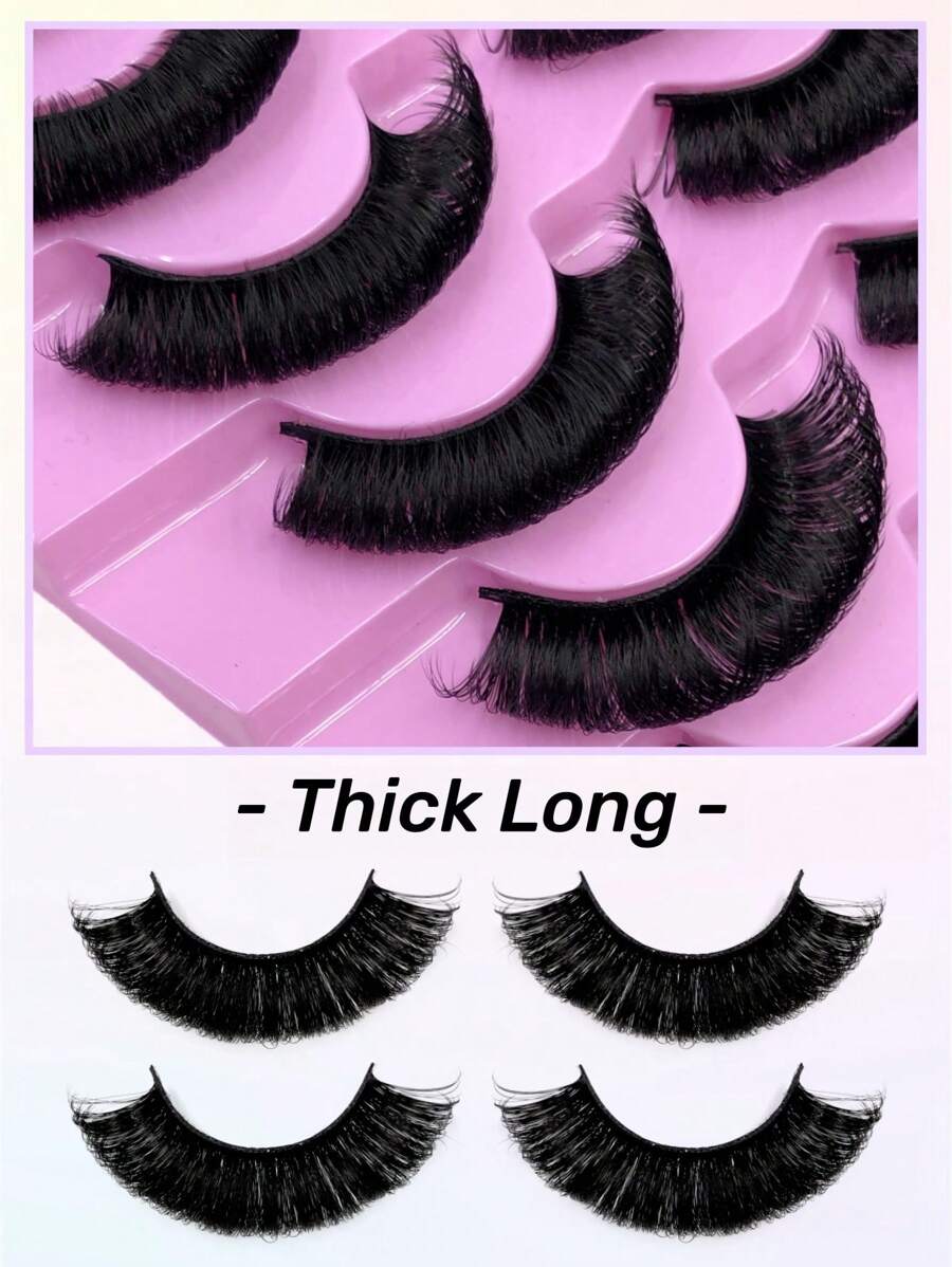 7 pairs of D volume eyelashes thick curl dramatic volume false eyelashes fluffy look american strip eyelash extensions natural slender eyelashes