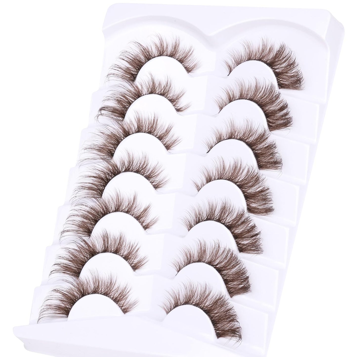 7 Pairs Brown Cat Eye Wispy Mink Lashes