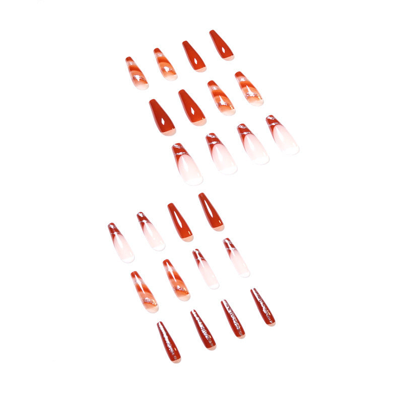 European American Flashy Press-On Nails INS Style New Colorful Acrylics Long Ballerina False Nails Ready-Made