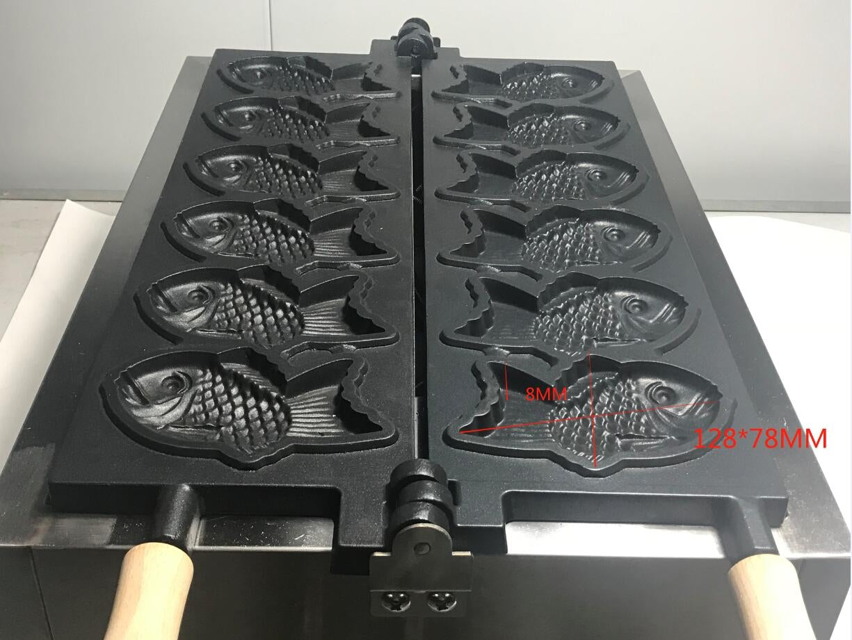 Fast Sent in Spain duty-free Electric Regular Model 6 Pcs Big Fish Waffle Taiyaki machine, fish waffle maker